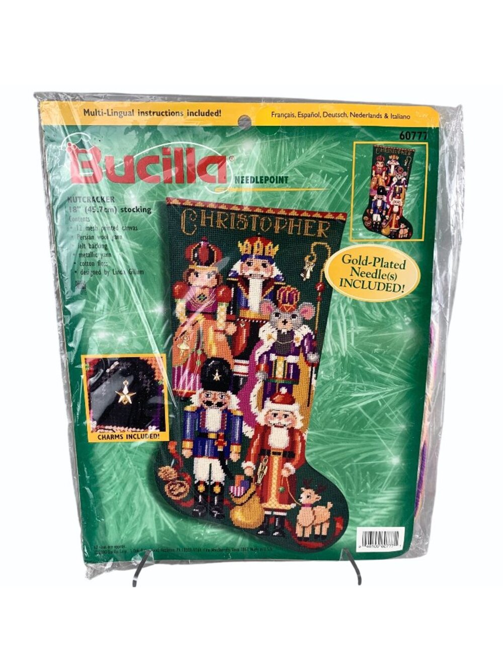 Bucilla 60777 Nutcracker Needlepoint Stocking Kit w/ Charms 18 in Linda Gillum